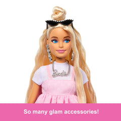 Barbie Deluxe Style Doll #3 in Pastel Pink Barbiecore Dress With Oversized Bow, Blond Hair