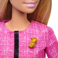 Barbie Future Leader Doll, Blonde, Wearing Outfit With 2 Golden Bracelets & Pin