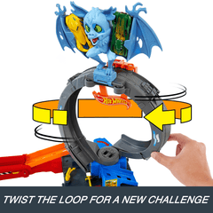 Hot Wheels City Bat Loop Attack Playset & 1:64 Scale Toy Car, Featured in The Series “Let's Race”