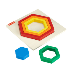 Fisher-Price Mini Puzzle Arc-en-Ciel en Bois Hexagone, 5Éléments