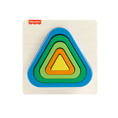 Fisher-Price Mini Puzzle Arc-en-Ciel en Bois Triangle, 5Éléments