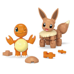 Mega Pokémon Figurines Articulées Salamèche et Évoli, 40Pièces
