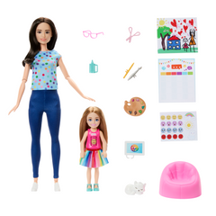 Barbie Coffret de Jeu Art-Thérapie, 2Poupées, Animal, Accessoires