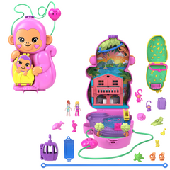 Polly Pocket Coffret de Jeu Maman Singe et Bébé, 2Micro-Poupées