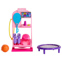 Barbie World Coffret de Jeu Support D’Équipements de Sport, 9Acc.