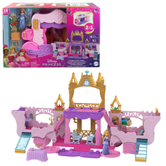 Disney Princess Carriage To Castle Transforming Playset With Aurora Small Doll, 4 Figures & 3 Levels