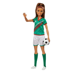 Barbie Soccer Doll, Brunette, #16 Uniform, Soccer Ball, Cleats, Socks, 3 & Up