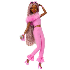 Barbie Style de Luxe Poupée4, Combinaison Rose, Cheveux Tressés