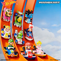 Hot Wheels Mario Kart Veículo de Brinquedo Kart Padrão Yoshi Azul Claro