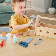 Fisher-Price Coffret Boîte à Outils en Bois, 9Éléments en Bois