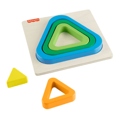 Fisher-Price Mini Puzzle Arc-en-Ciel en Bois Triangle, 5Éléments