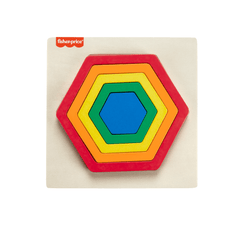 Fisher-Price Mini Puzzle Arc-en-Ciel en Bois Hexagone, 5Éléments