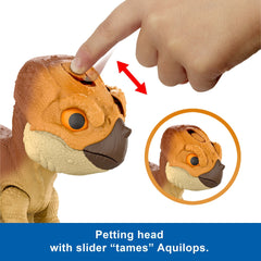 Jurassic World Rebirth Primal Protector Aquilops Dolores interactive Dinosaur Toy, Attack & Sounds