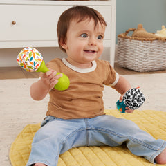 Fisher-Price Rattle ‘n Rock Maracas Set Of 2 Baby Rattles, Newborn Toys, Neutral Colors