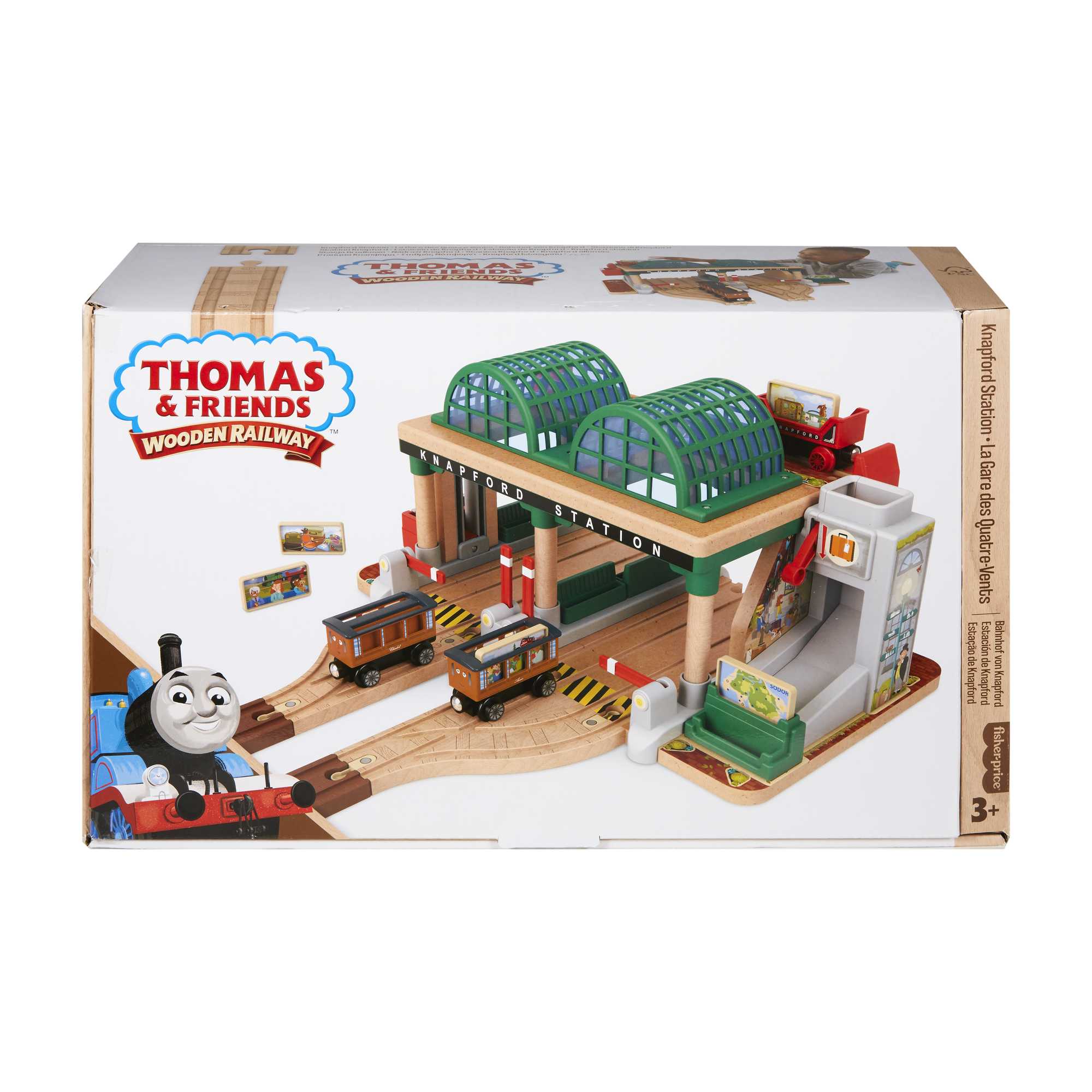 Fisher-Price Thomas et ses Amis Piste en Bois Coffret de Jeu Ramassage de Passagers à La Gare des Quatre Vents