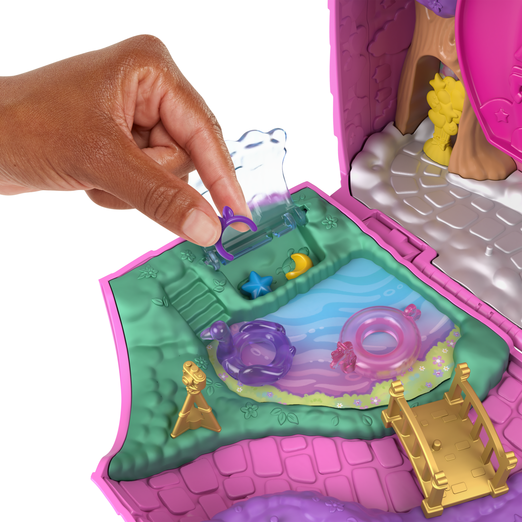 Polly Pocket Unicorn Partyland Playset With 2 Micro Dolls, Pets & 25+ Surprise Accessories, Birthday Celebration With Hot Air Balloon Ride