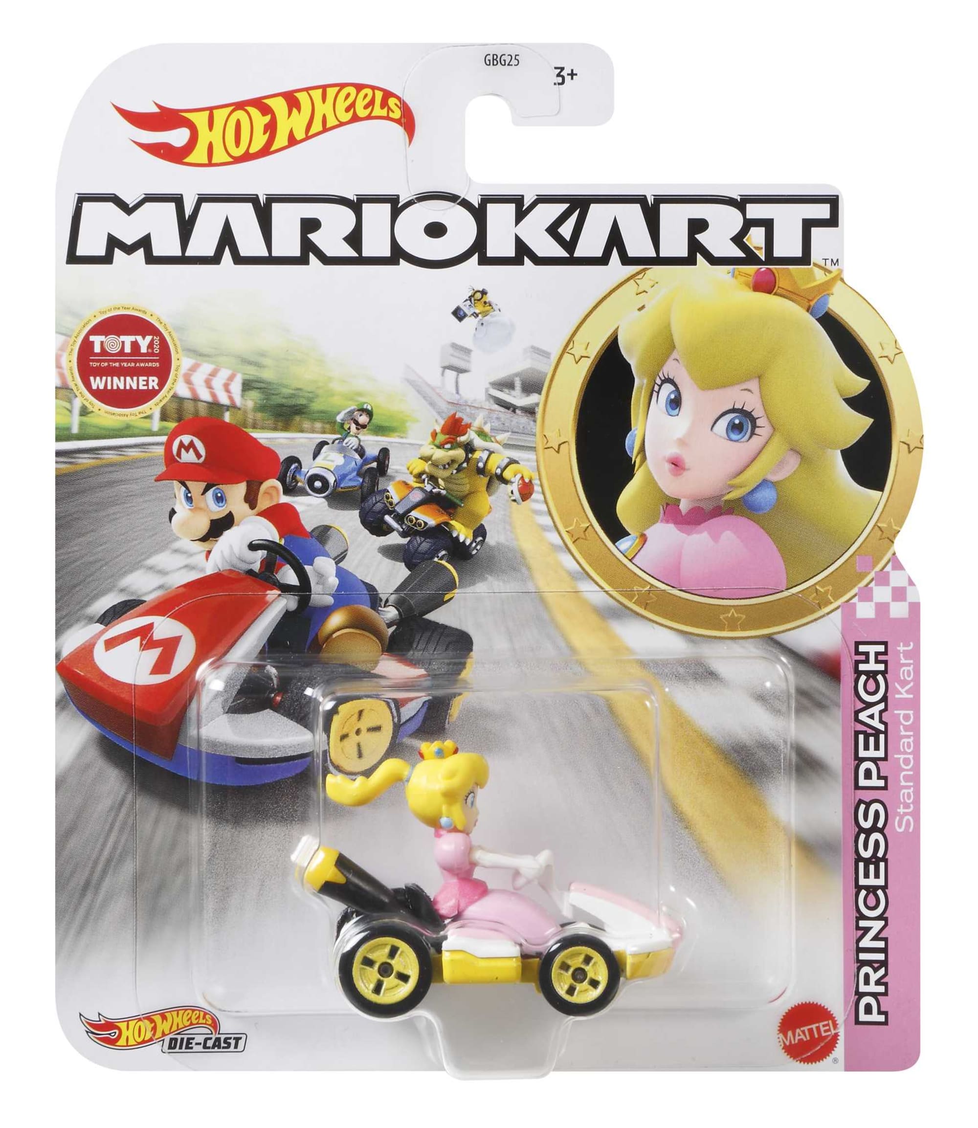 Hot Wheels Mario Kart Vehículo de Juguete Princesa Peach Estándar Kart