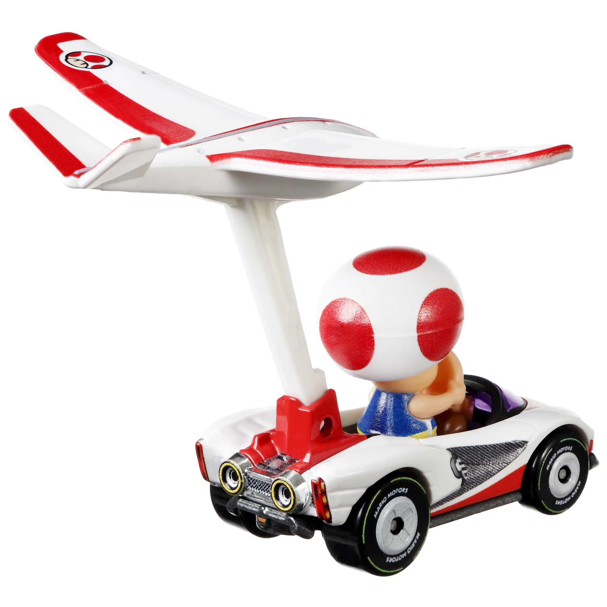 Hot Wheels Mario Kart Vehículo de Juguete Toad P-Wing con Plane Glider