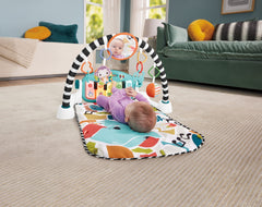 Fisher-Price Glow And Grow Kick & Play Piano Gym Baby Playmat With Musical Learning Toy, Blue - French Version