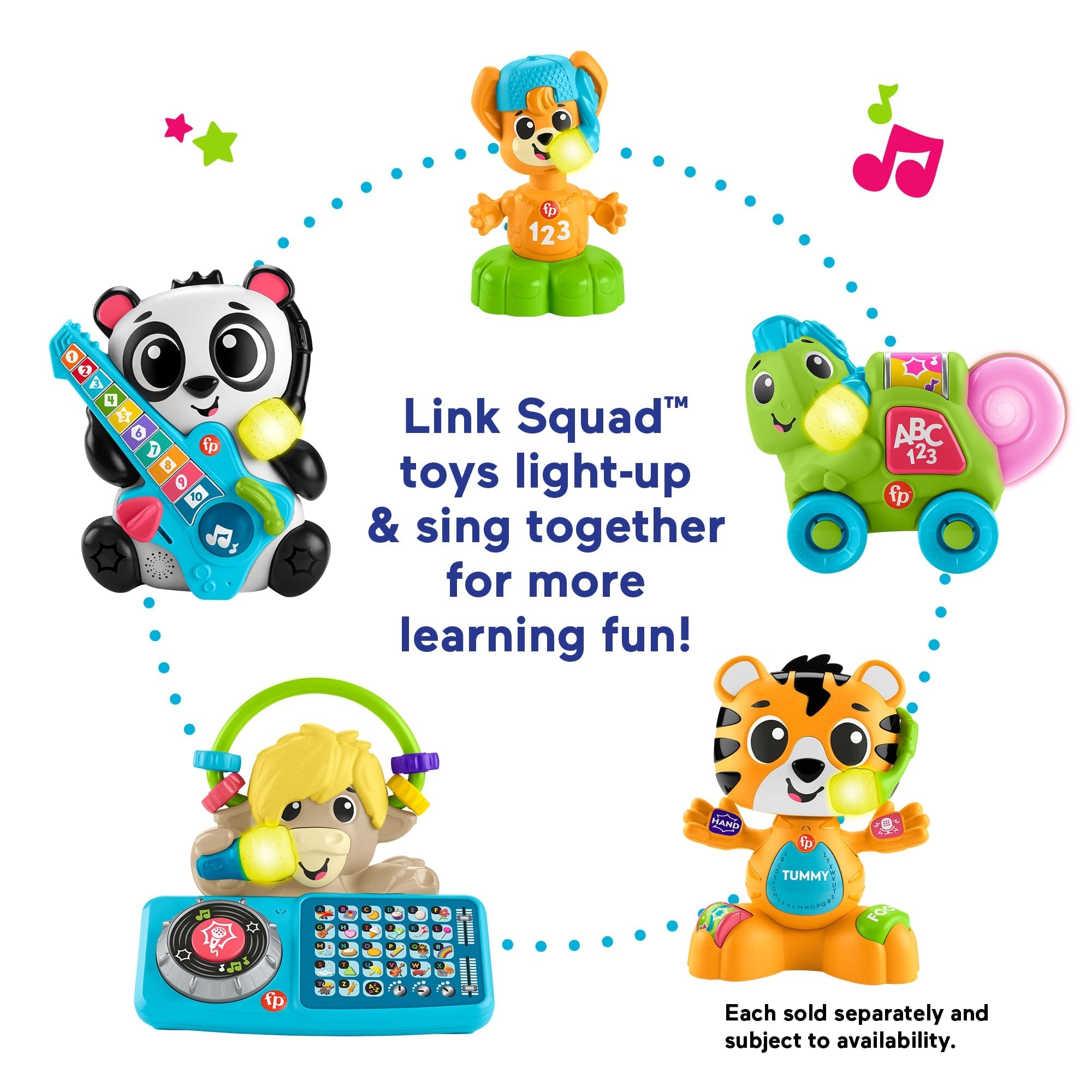 Fisher-Price Link Squad Bop & Groove Tiger Baby Learning Toy With Music & Lights